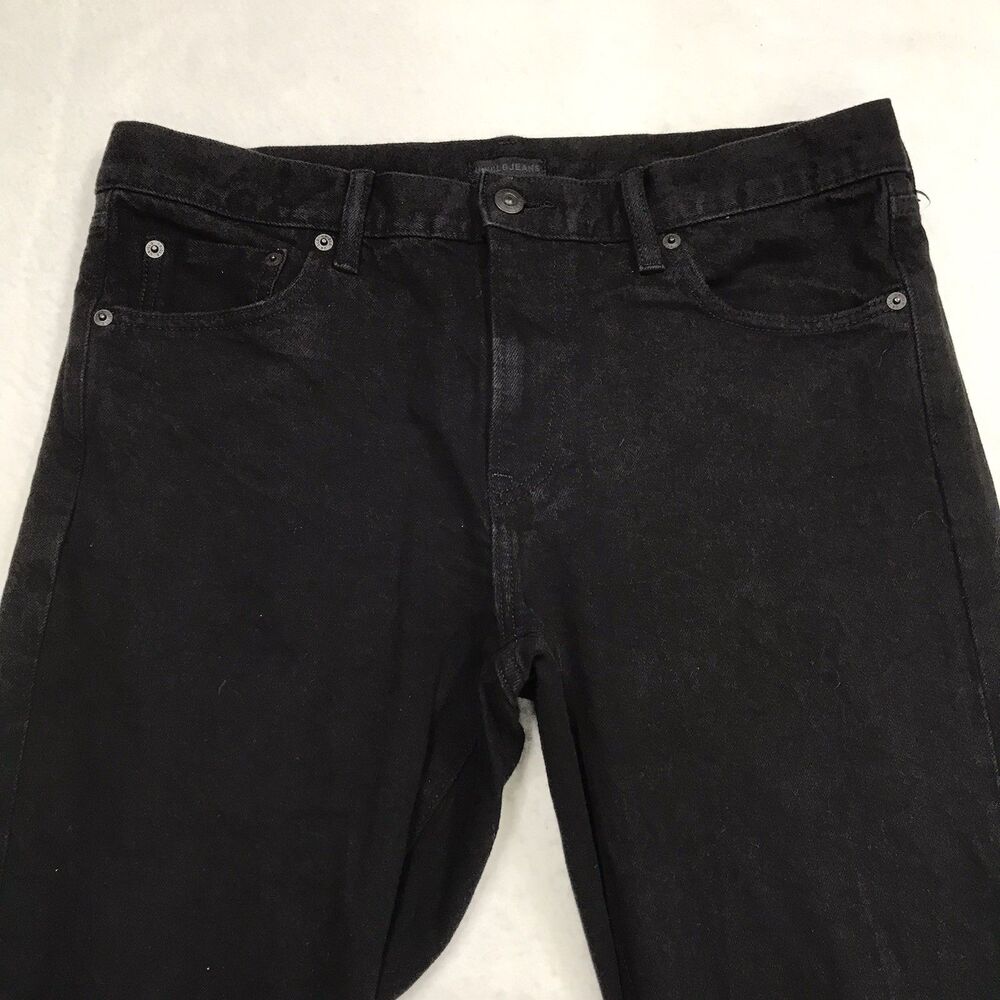 UNIQLO Selvedge Black Jeans Men 33x30 (33/32 tag) Slim Fit Straight Mid Rise - Picture 3 of 15